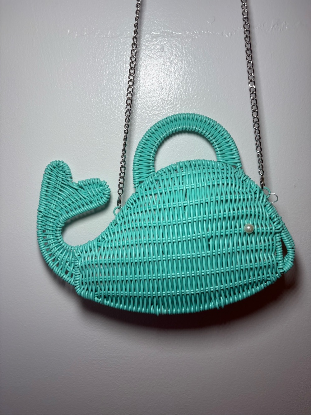 Tommy Bahama Teal Whale Woven Crossbody Bag